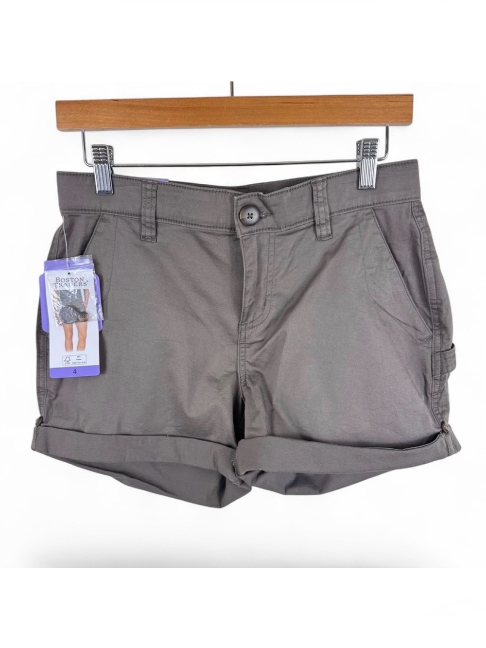 Boston Traders Womens Brown Cuffed Carpenter Utility Shorts Size 4 NWT Cotton